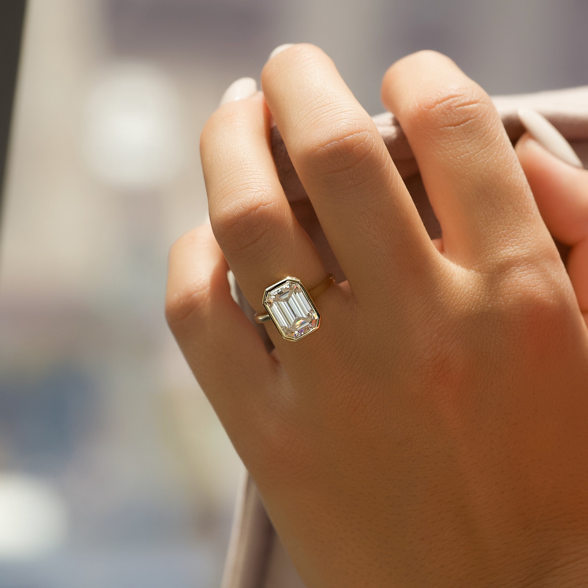 The Charlotte Set With A 2 Carat Emerald Lab Diamond