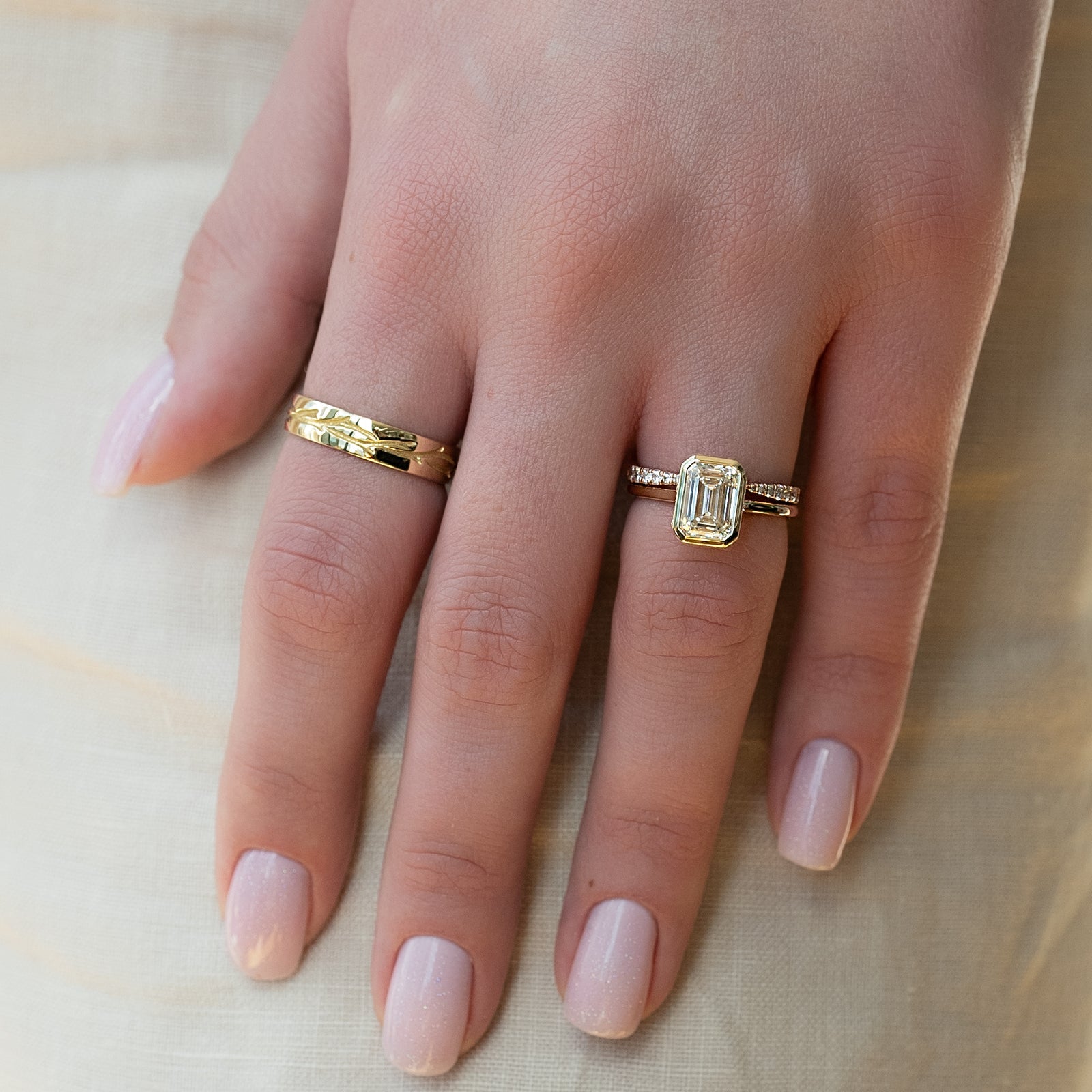 The Charlotte Set With A 2 Carat Emerald Lab Diamond