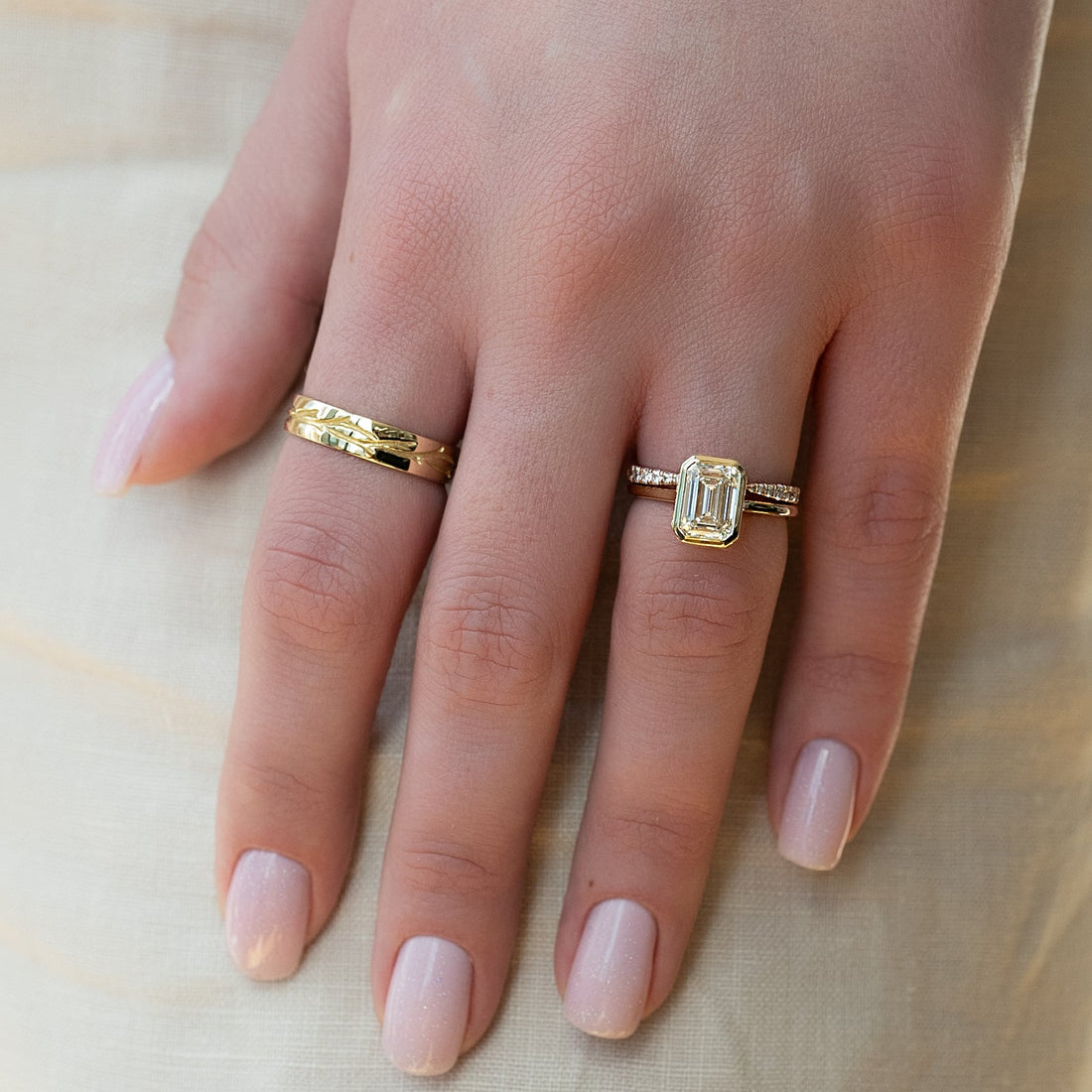 The Charlotte Set With A 2 Carat Emerald Lab Diamond