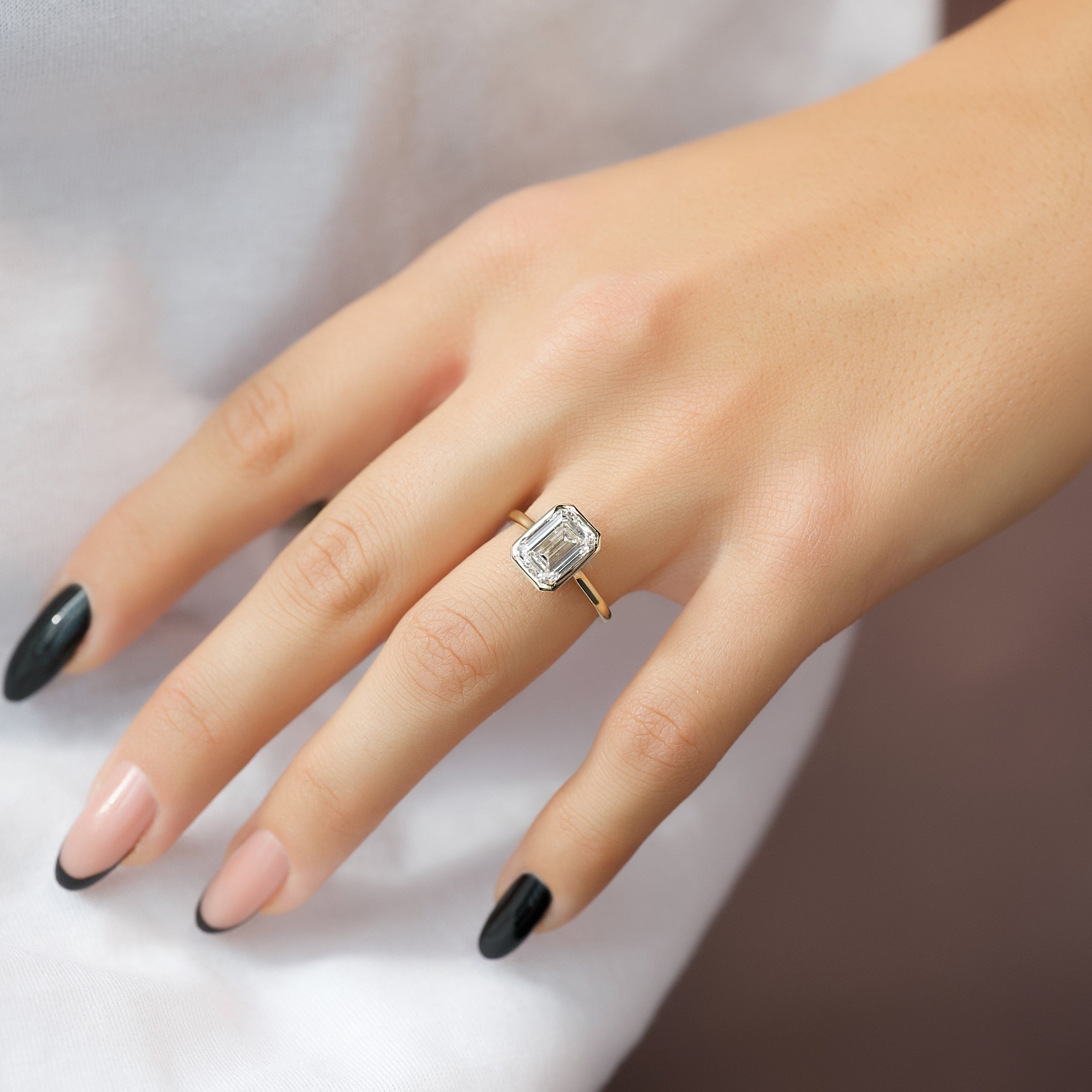 The Charlotte Set With A 2 Carat Emerald Lab Diamond