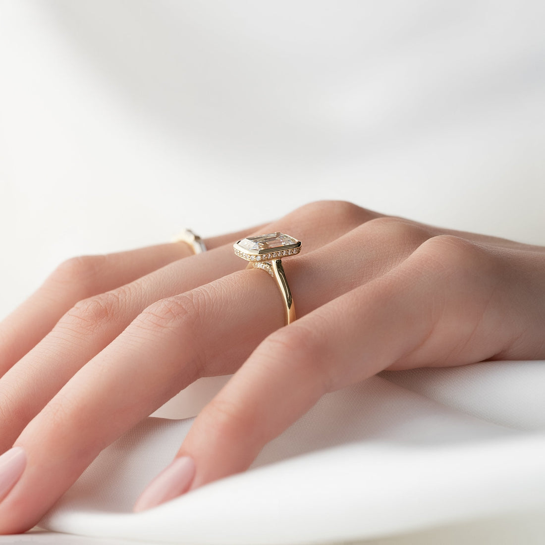 The Charlotte Set With A 2 Carat Emerald Lab Diamond