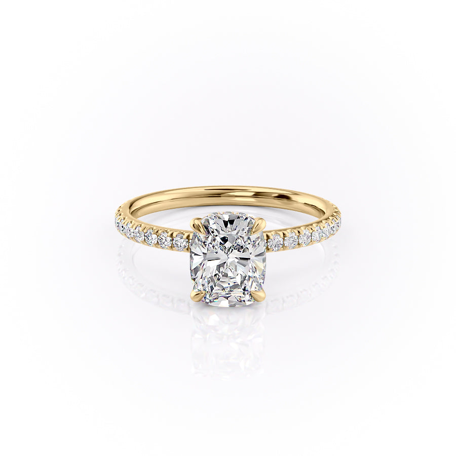 The Pave Alex Set With A 2 Carat Elongated Cushion Lab Diamond