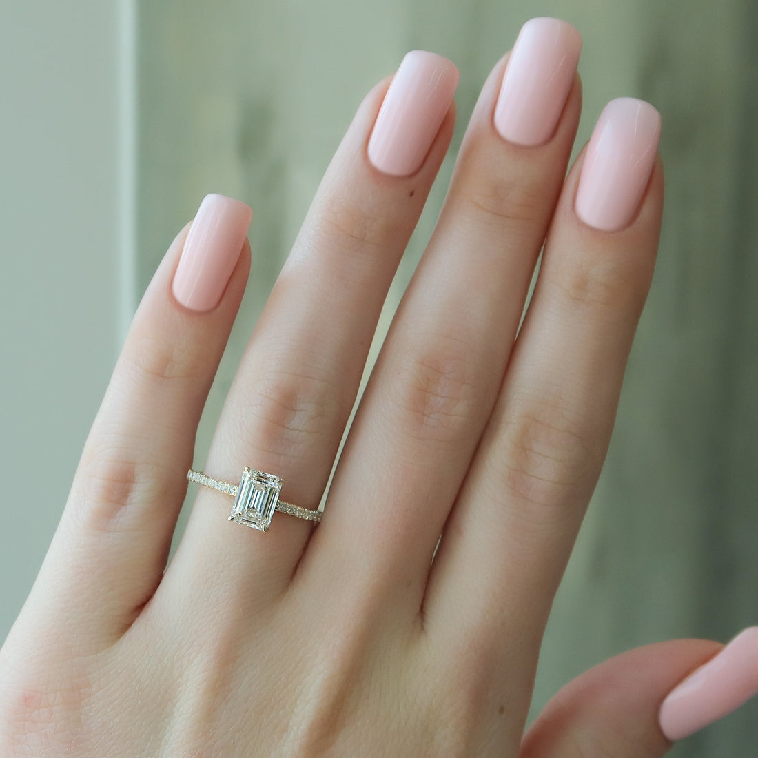 The Pave Alex Set With A 2 Carat Emerald Lab Diamond