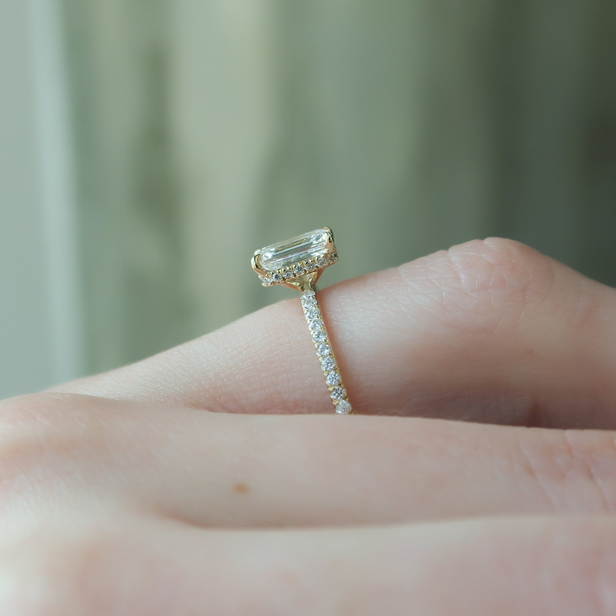 The Pave Alex Set With A 2 Carat Emerald Lab Diamond