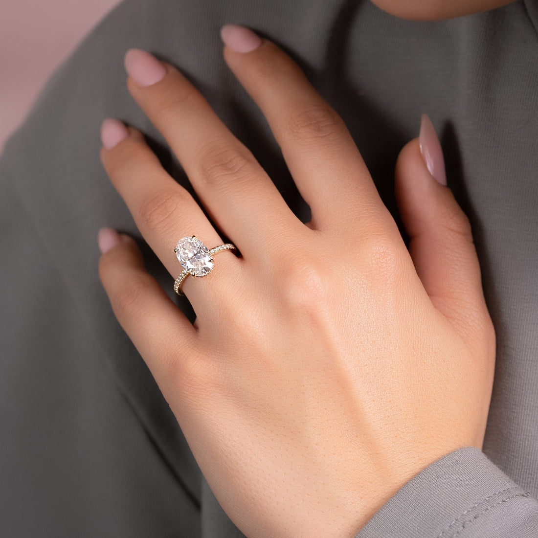 The Pave Alex Set With A 2 Carat Oval Lab Diamond