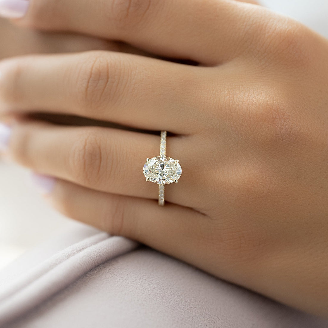 The Pave Alex Set With A 2 Carat Oval Lab Diamond