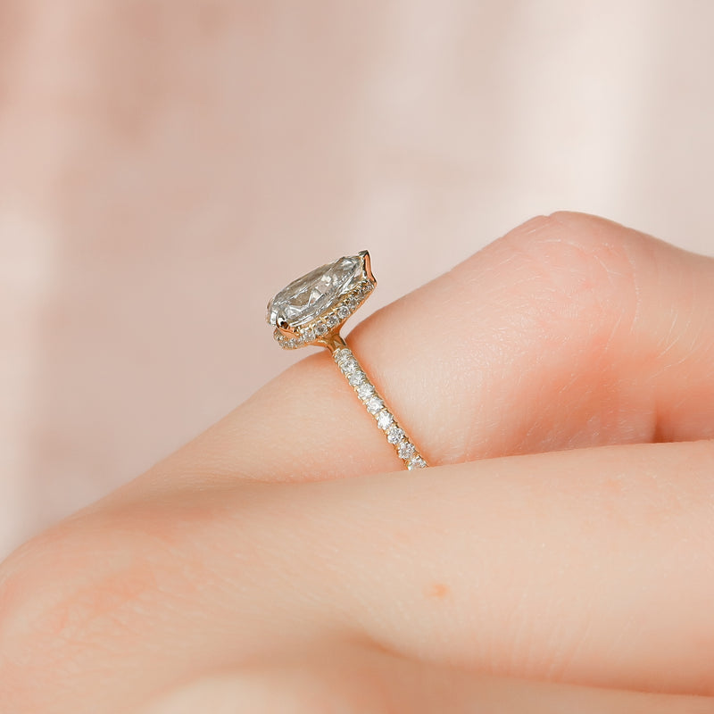 The Pave Alex Set With A 2 Carat Pear Lab Diamond