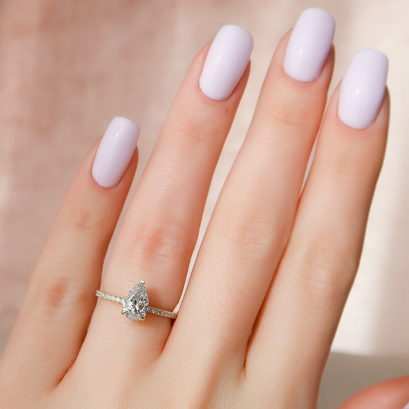The Pave Alex Set With A 2 Carat Pear Lab Diamond