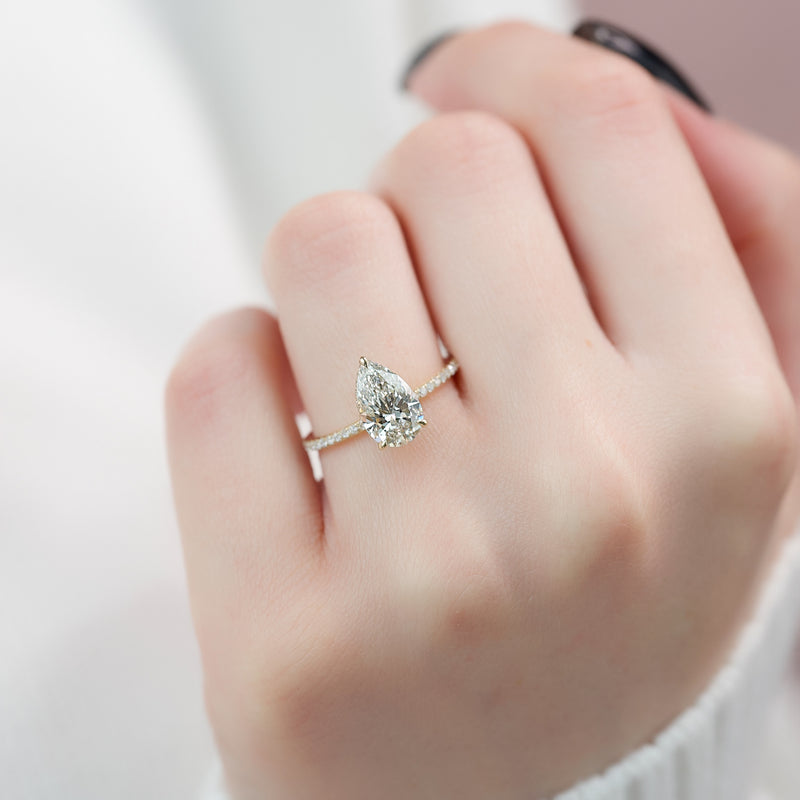 The Pave Alex Set With A 2 Carat Pear Lab Diamond