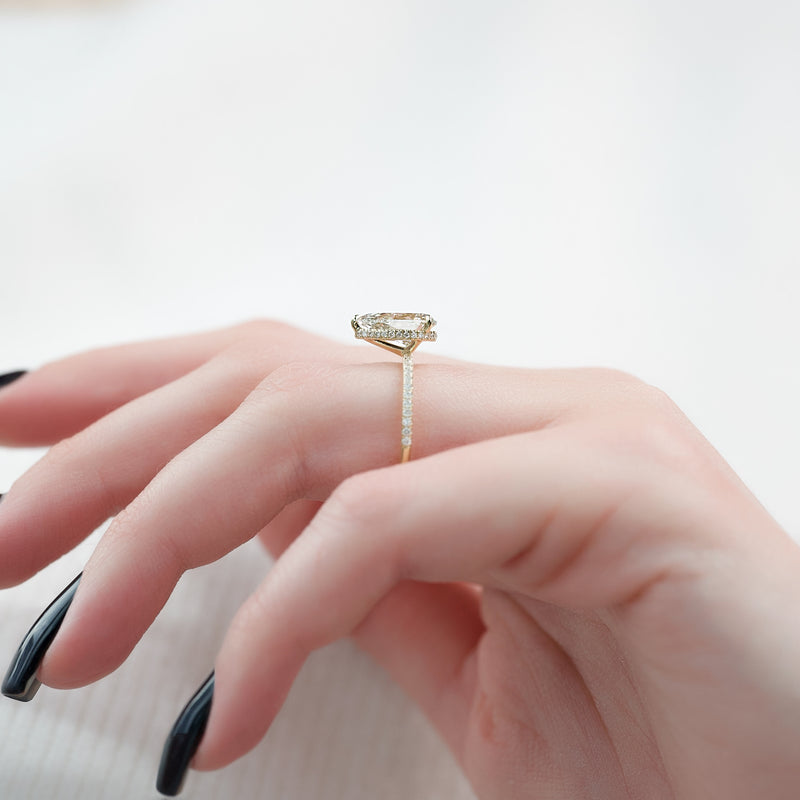 The Pave Alex Set With A 2 Carat Pear Lab Diamond