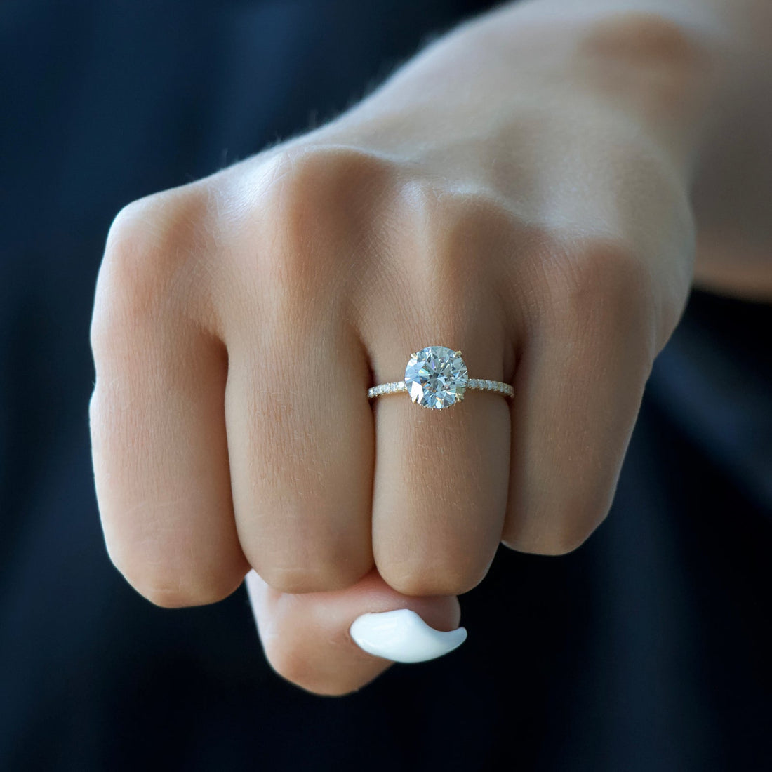 The Pave Alex Set With A 2 Carat Round Lab Diamond