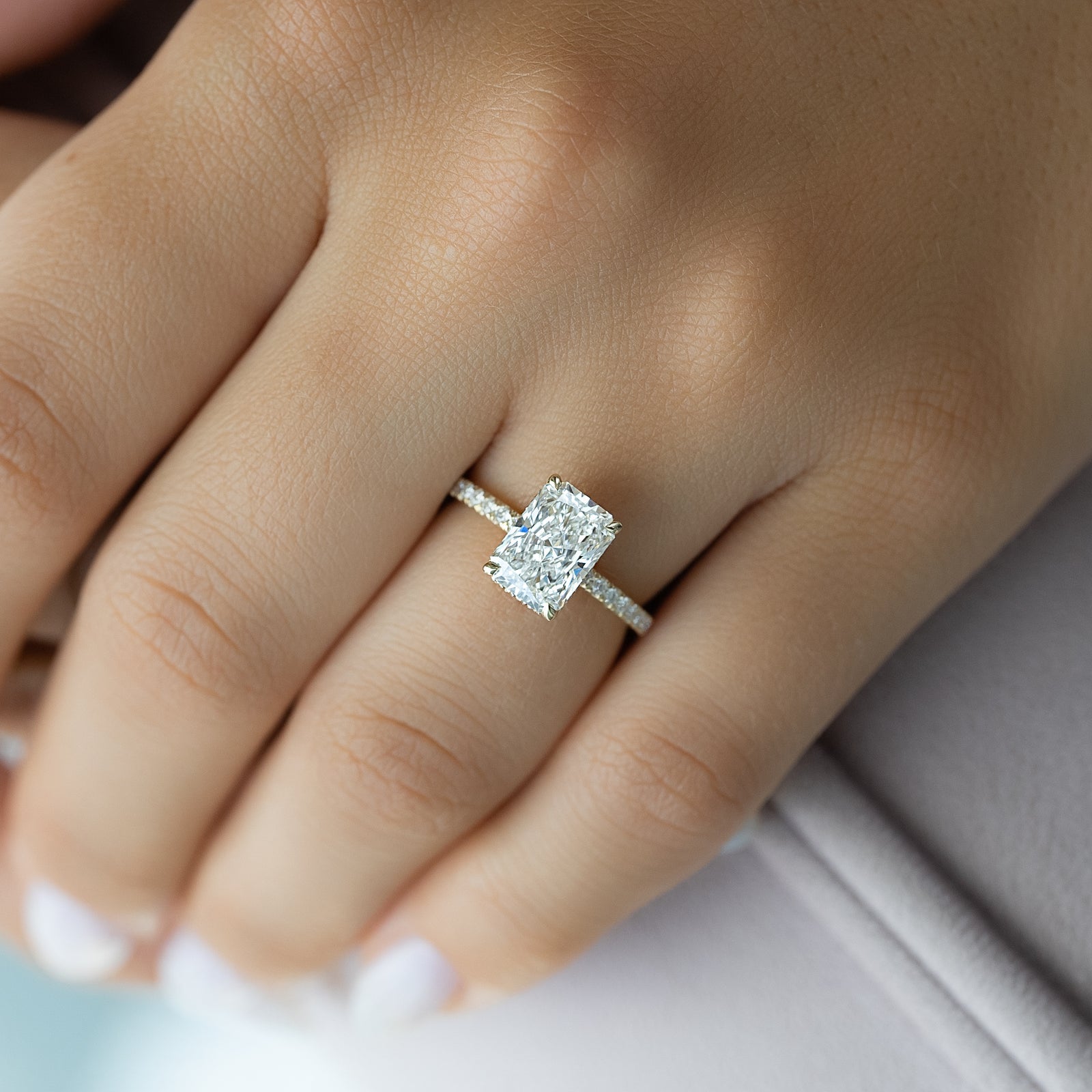 The Pave Alex Set With A 2 Carat Radiant Lab Diamond