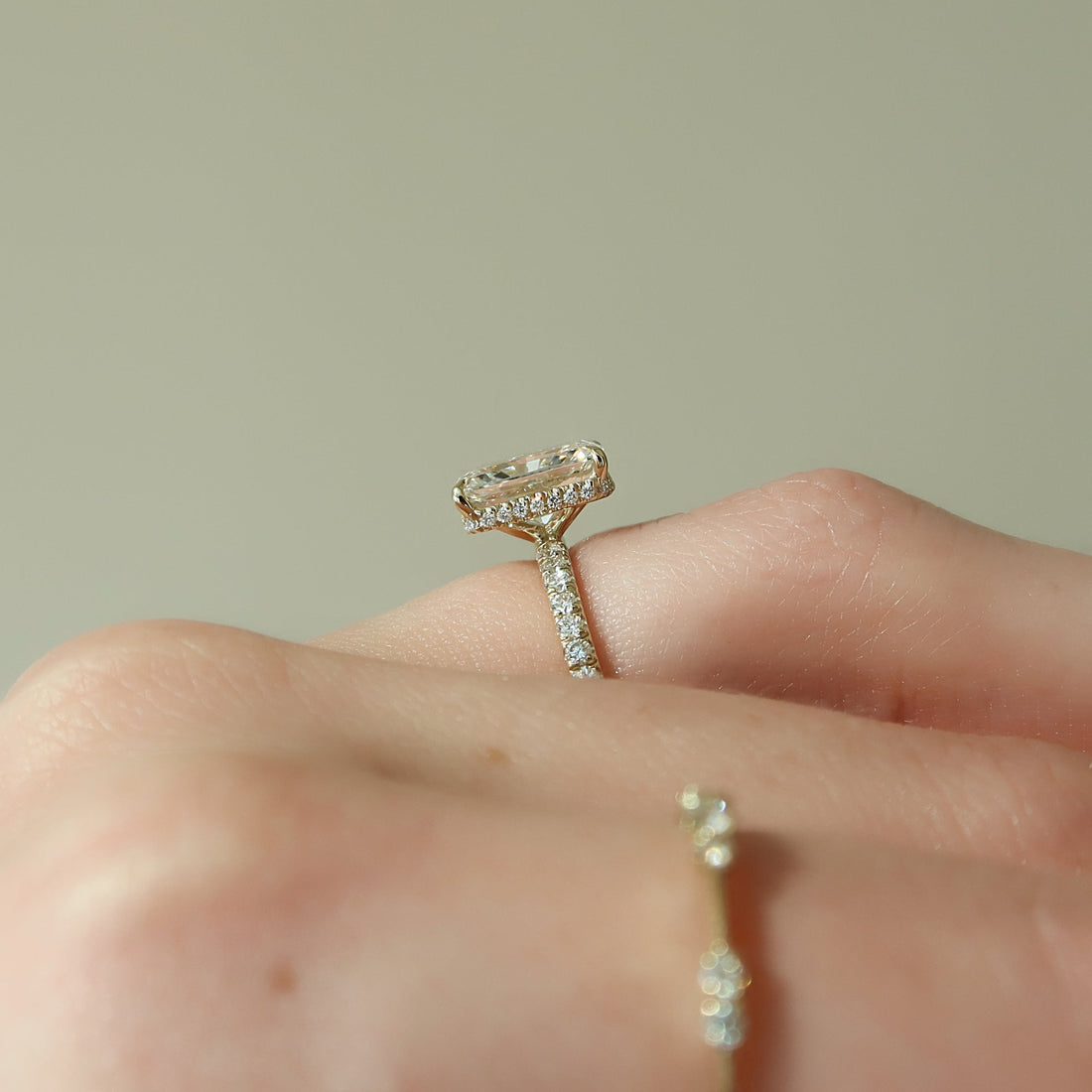 The Pave Alex Set With A 2 Carat Radiant Lab Diamond