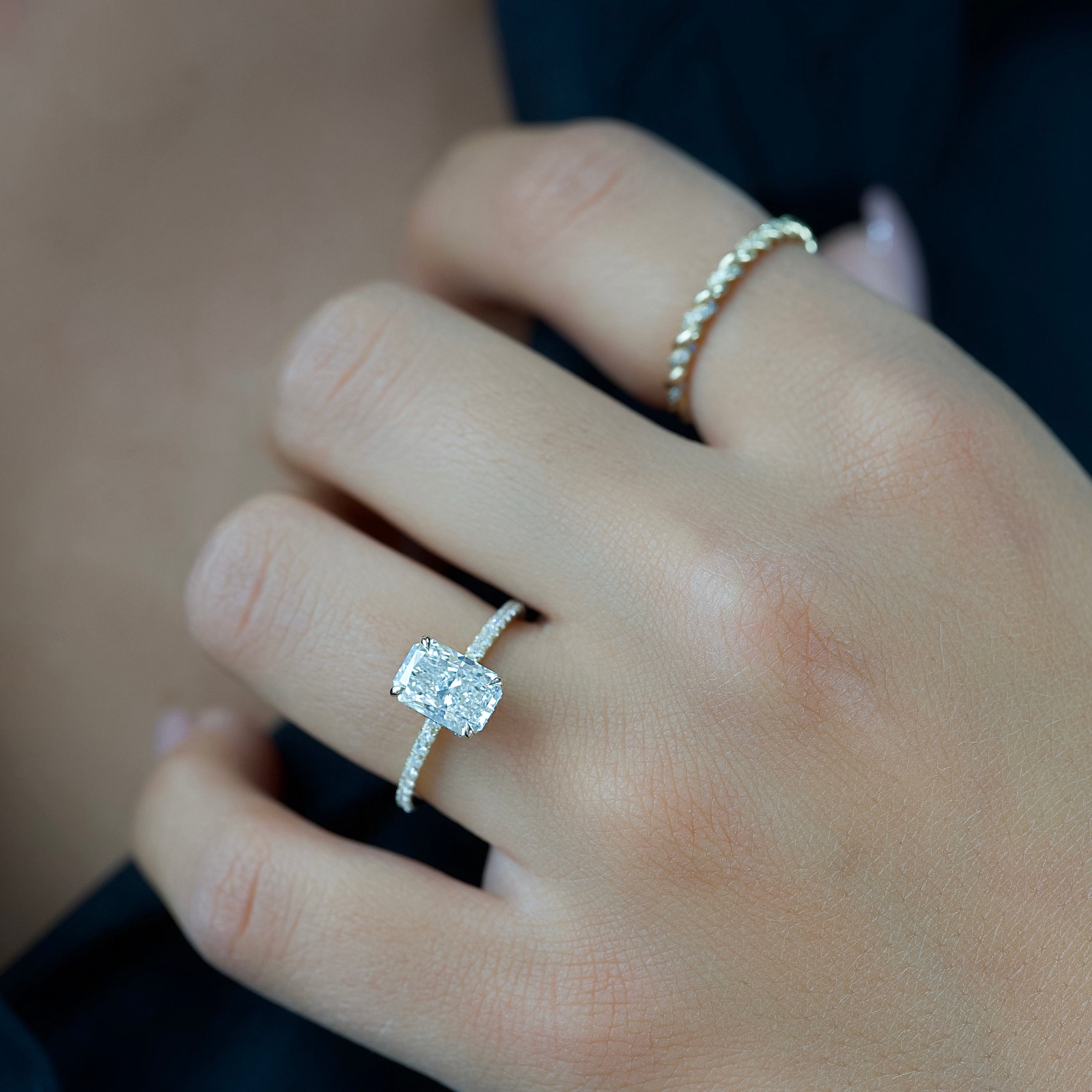 The Pave Alex Set With A 2 Carat Radiant Lab Diamond