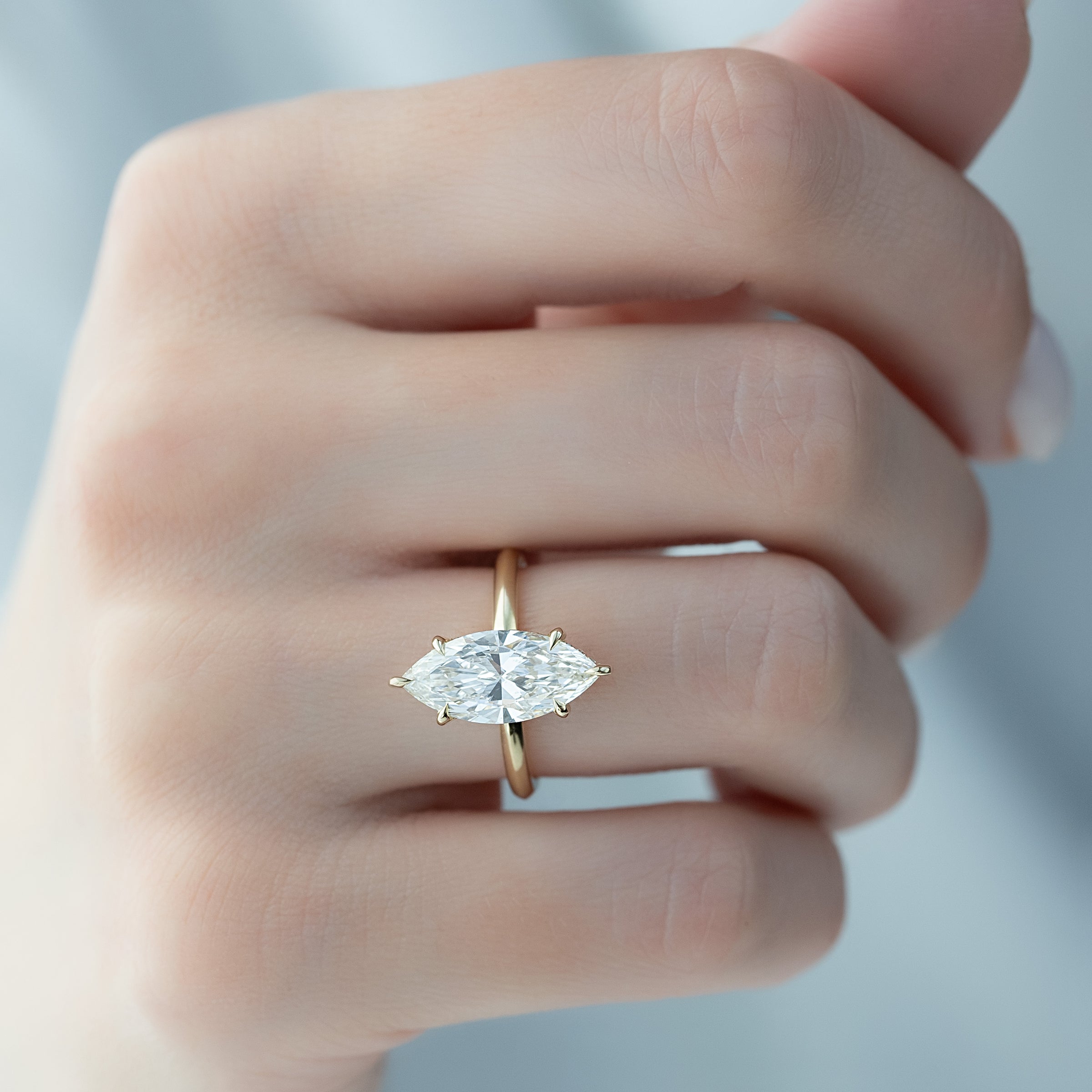 The Razor Kamellie Set With A 2 Carat Marquise Lab Diamond
