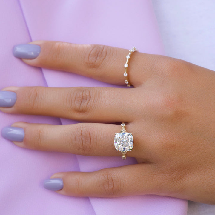 The Amber Set With A 2 Carat Cushion Lab Diamond