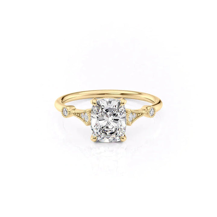 The Amber Set With A 2 Carat Elongated Cushion Lab Diamond