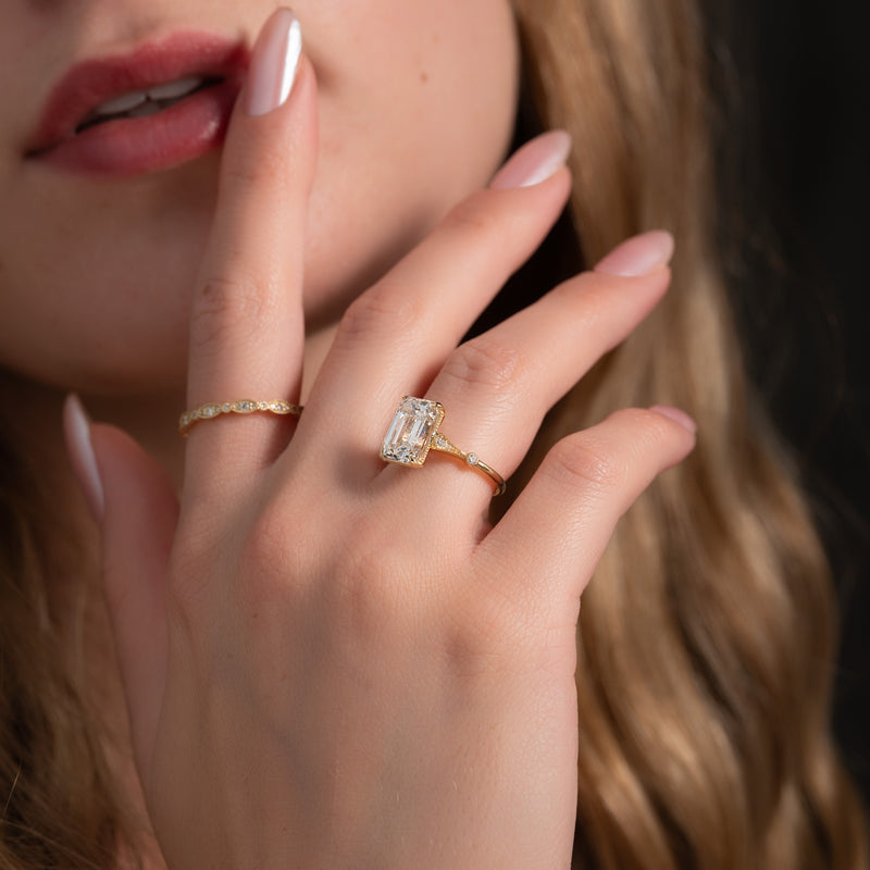 The Amber Set With A 2 Carat Emerald Lab Diamond