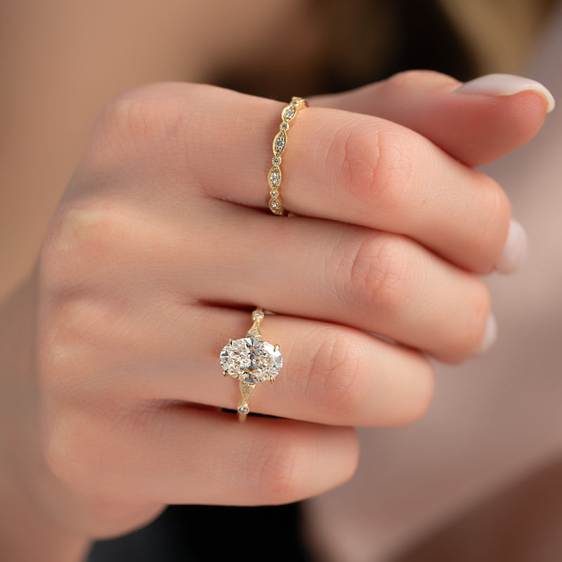 The Amber Set With A 2 Carat Oval Lab Diamond