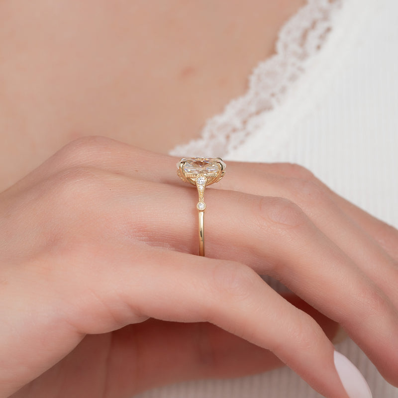 The Amber Set With A 2 Carat Oval Lab Diamond