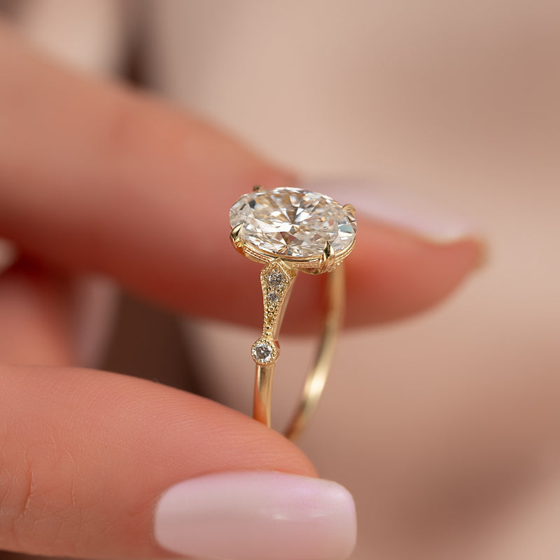 The Amber Set With A 2 Carat Oval Lab Diamond