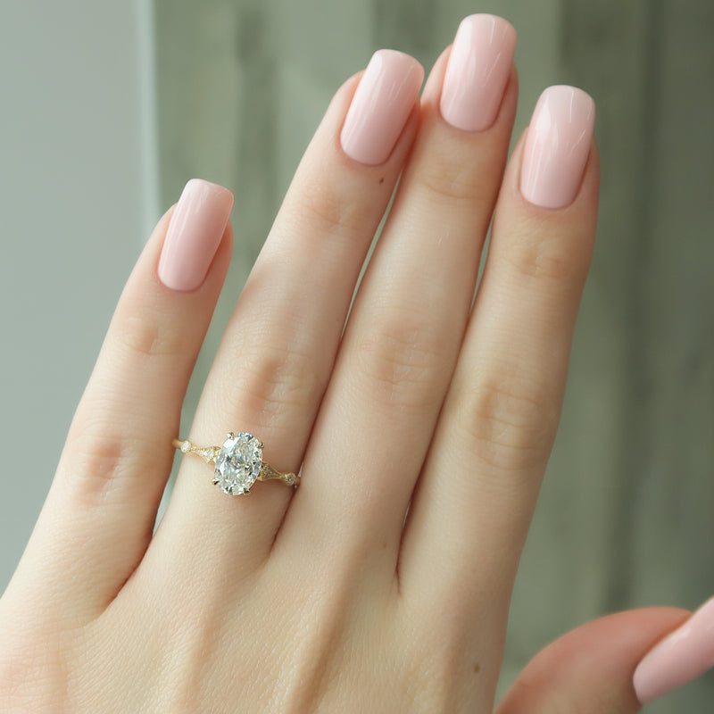 The Amber Set With A 2 Carat Oval Lab Diamond