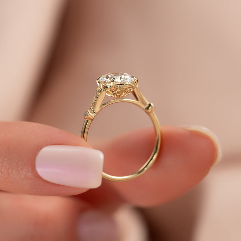 The Amber Set With A 2 Carat Oval Lab Diamond