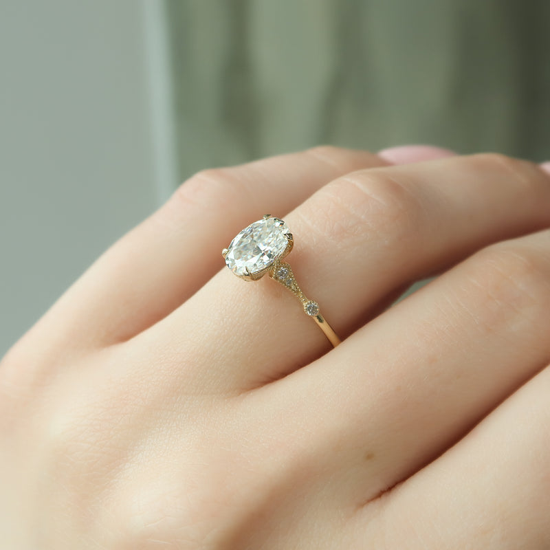 The Amber Set With A 2 Carat Oval Lab Diamond