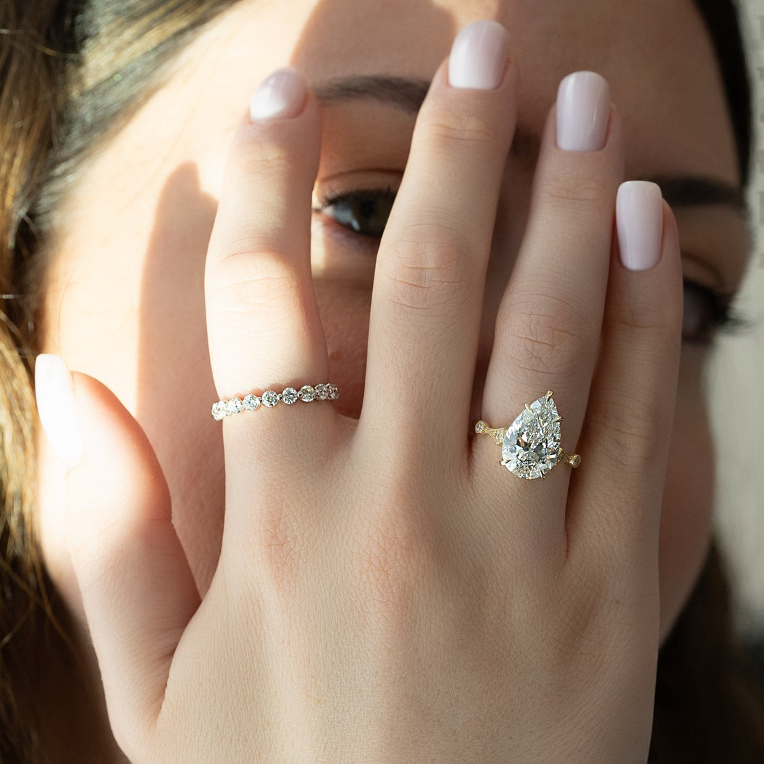 The Amber Set With A 2 Carat Pear Lab Diamond