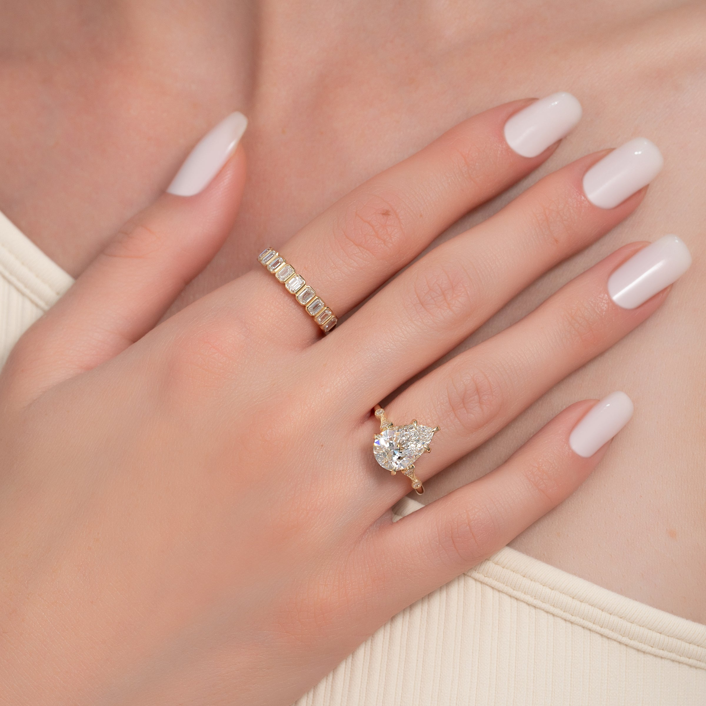 The Amber Set With A 2 Carat Pear Lab Diamond