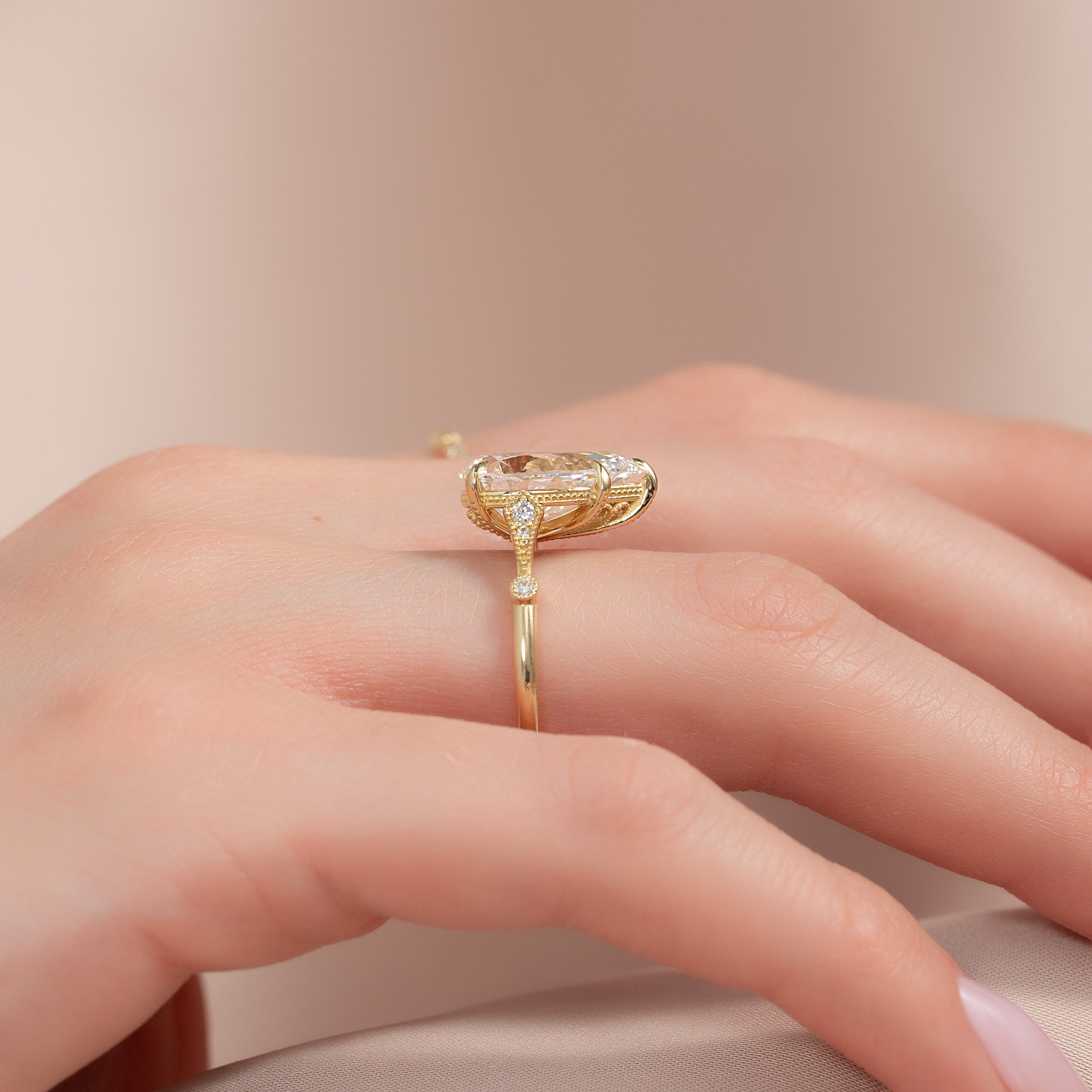 The Amber Set With A 2 Carat Pear Lab Diamond