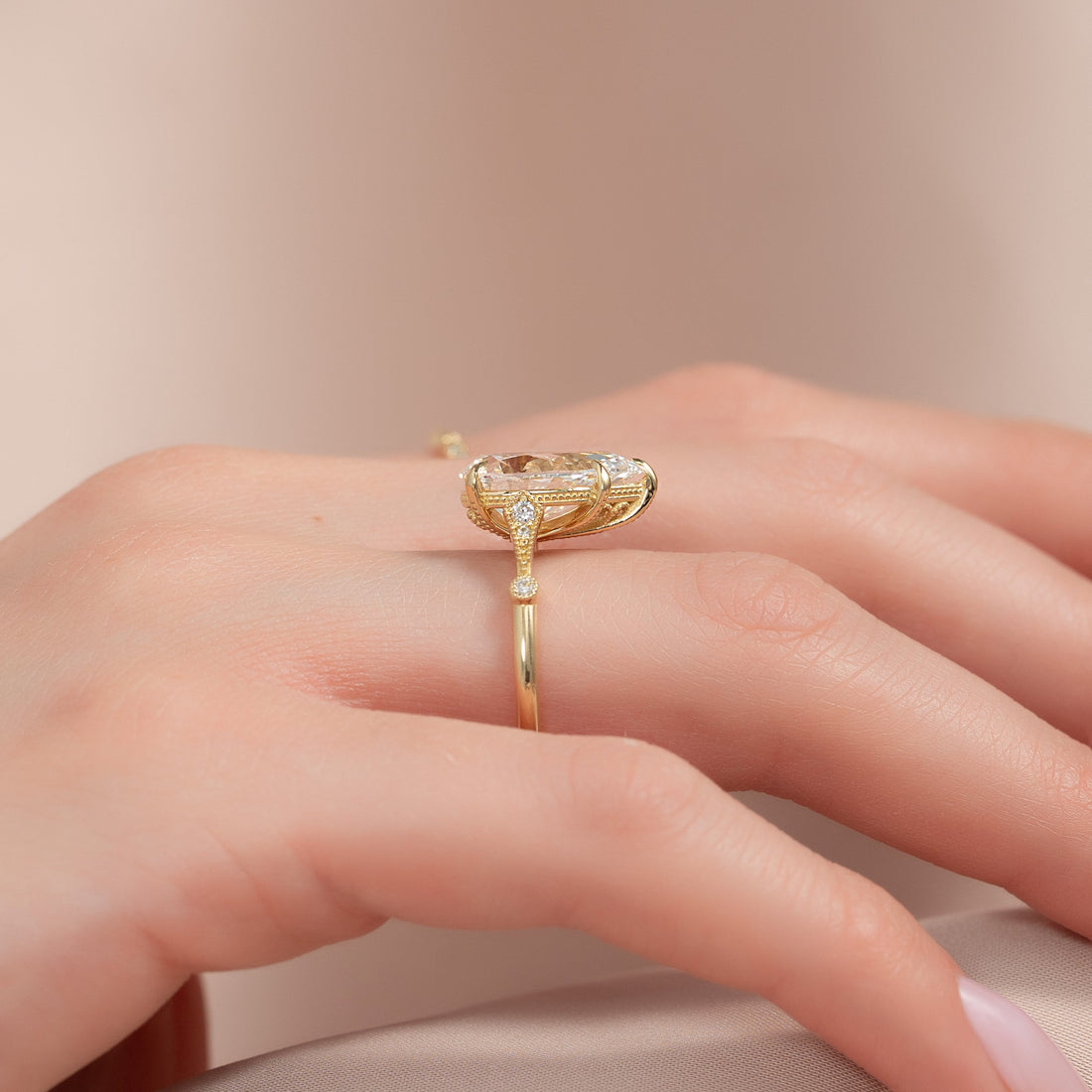 The Amber Set With A 2 Carat Pear Lab Diamond