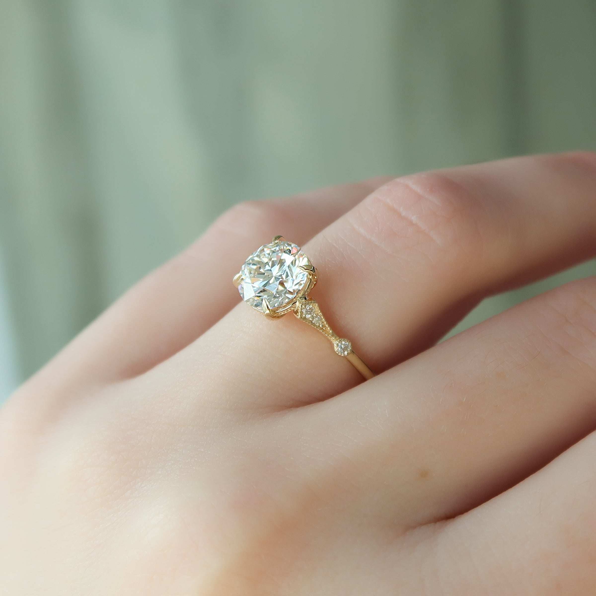The Amber Set With A 2 Carat Round Lab Diamond