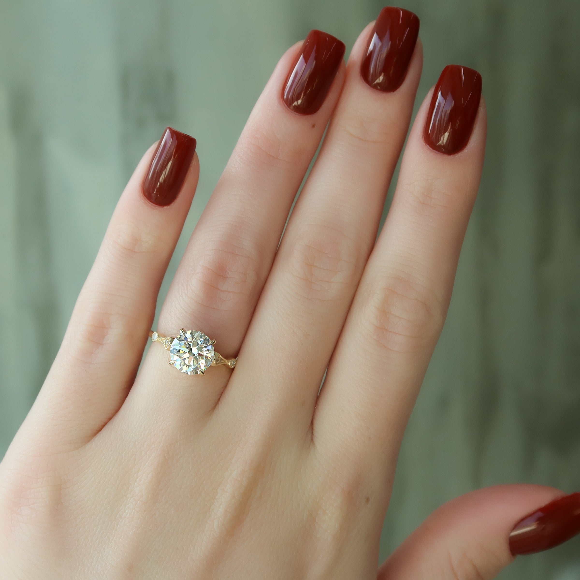 The Amber Set With A 2 Carat Round Lab Diamond