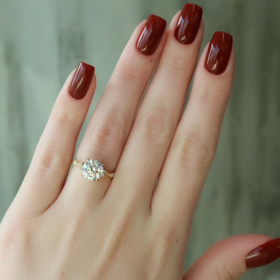 The Amber Set With A 2 Carat Round Lab Diamond