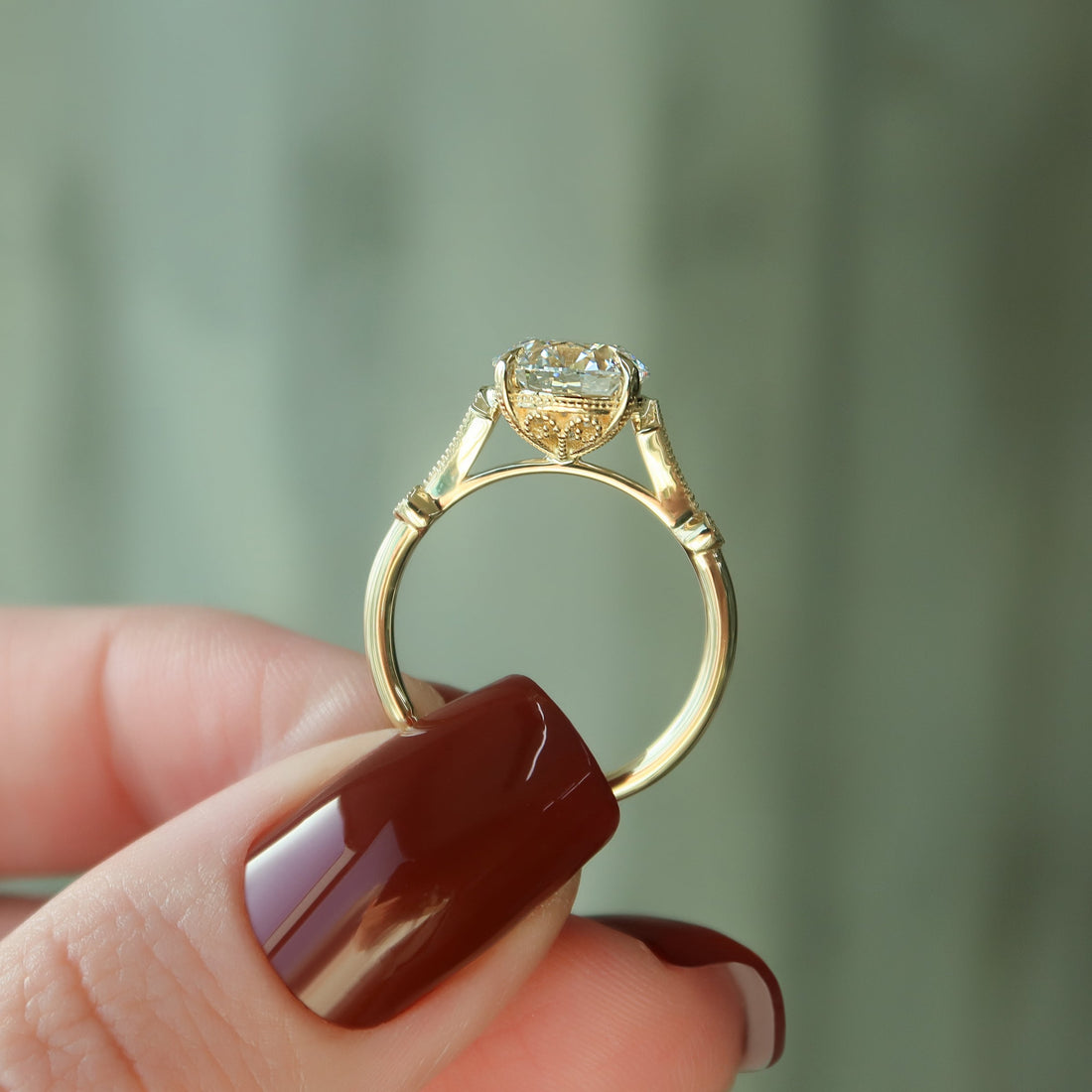 The Amber Set With A 2 Carat Round Lab Diamond