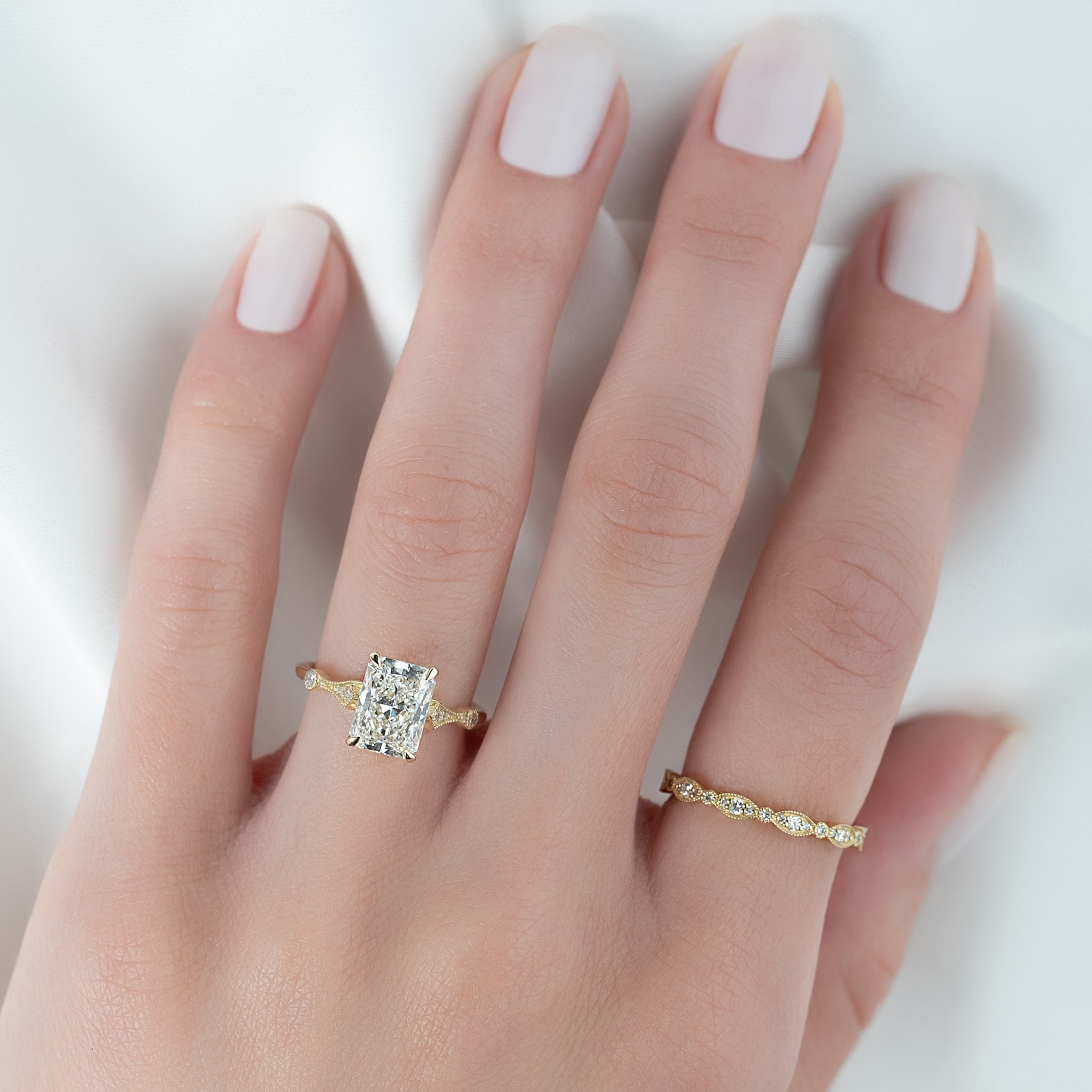 The Amber Set With A 2 Carat Radiant Lab Diamond