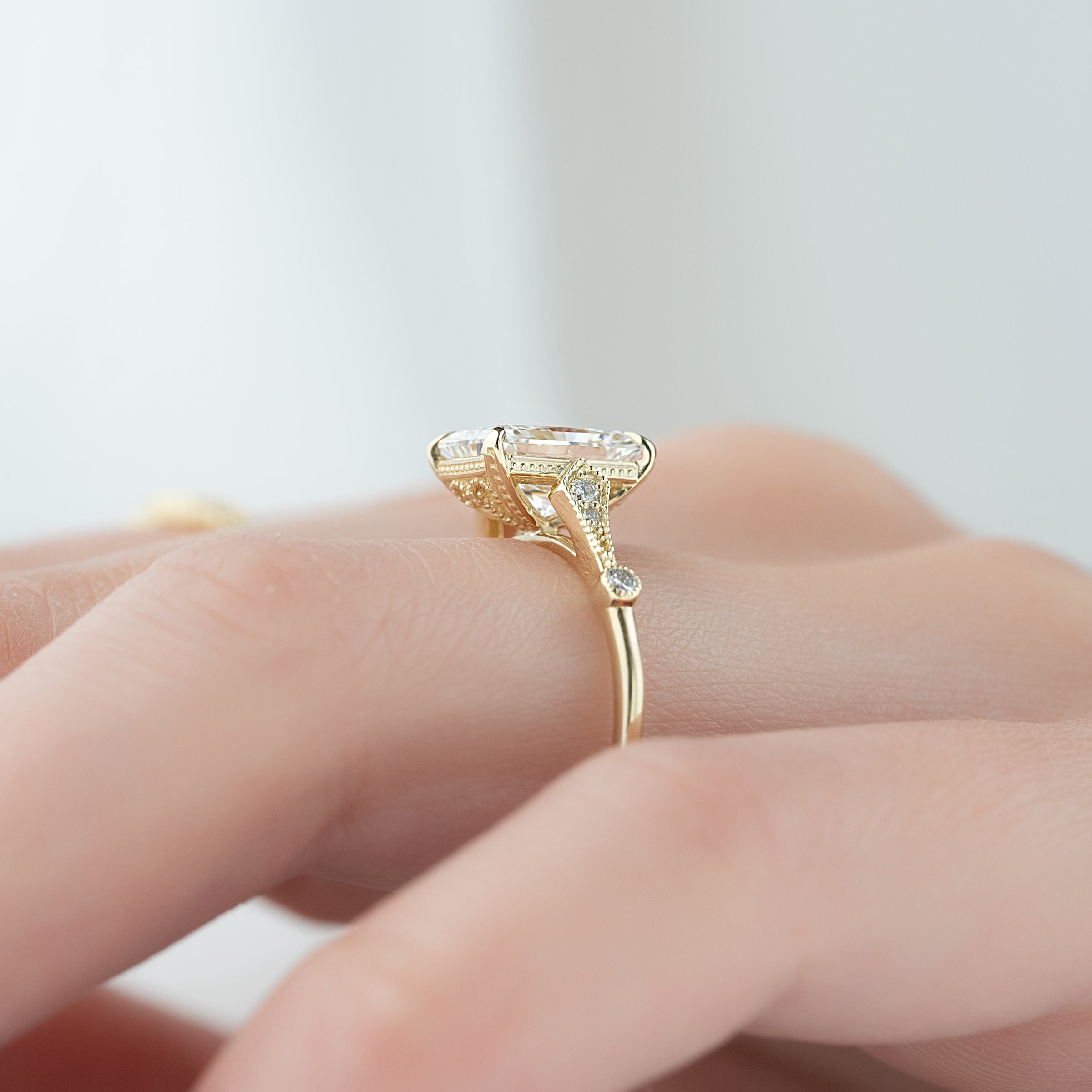 The Amber Set With A 2 Carat Radiant Lab Diamond