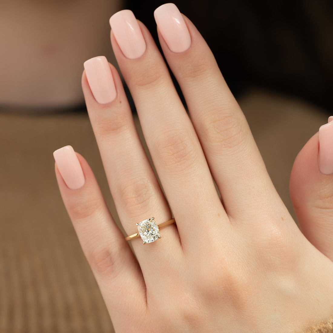 The Natalie Set With A 2 Carat Elongated Cushion Lab Diamond