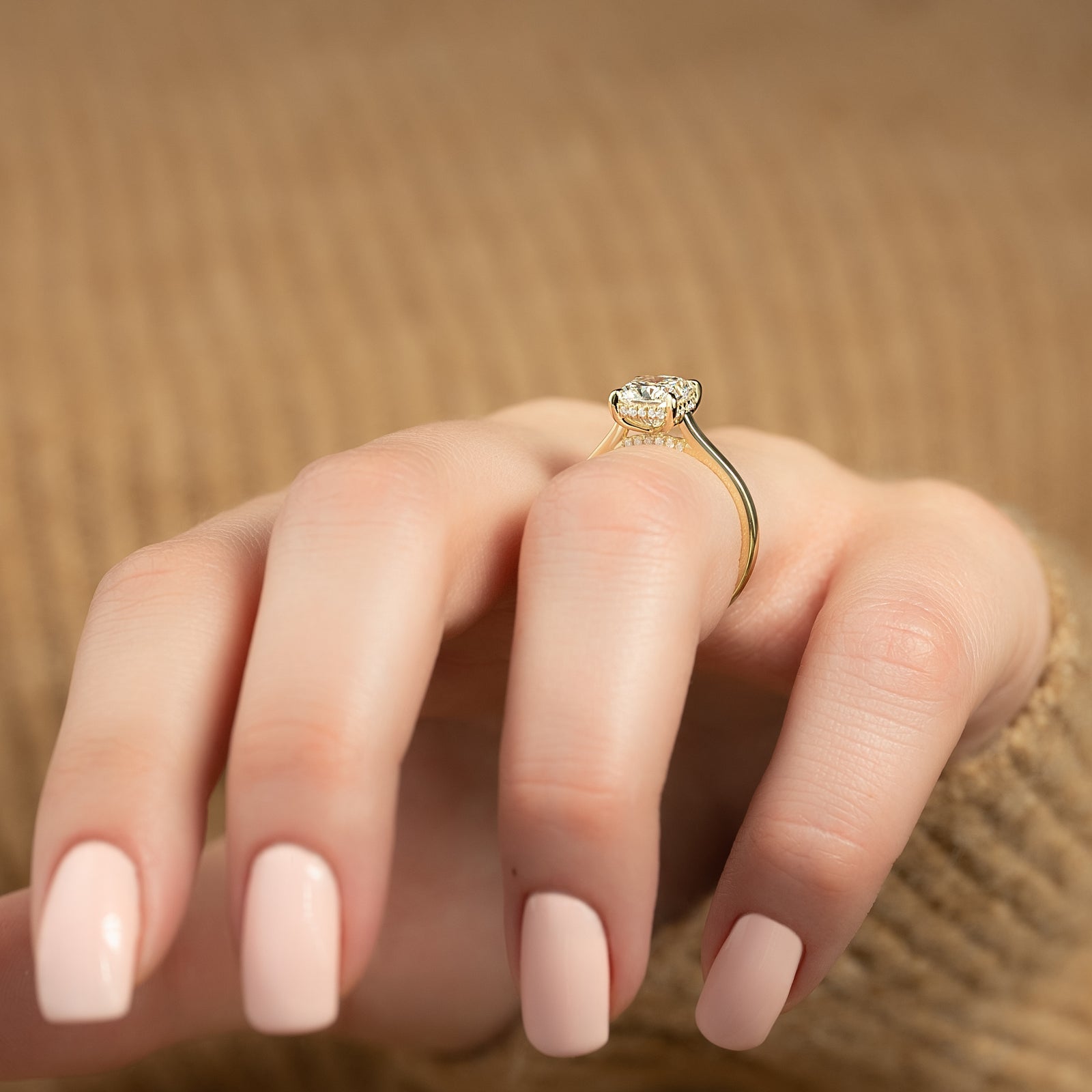 The Natalie Set With A 2 Carat Elongated Cushion Lab Diamond