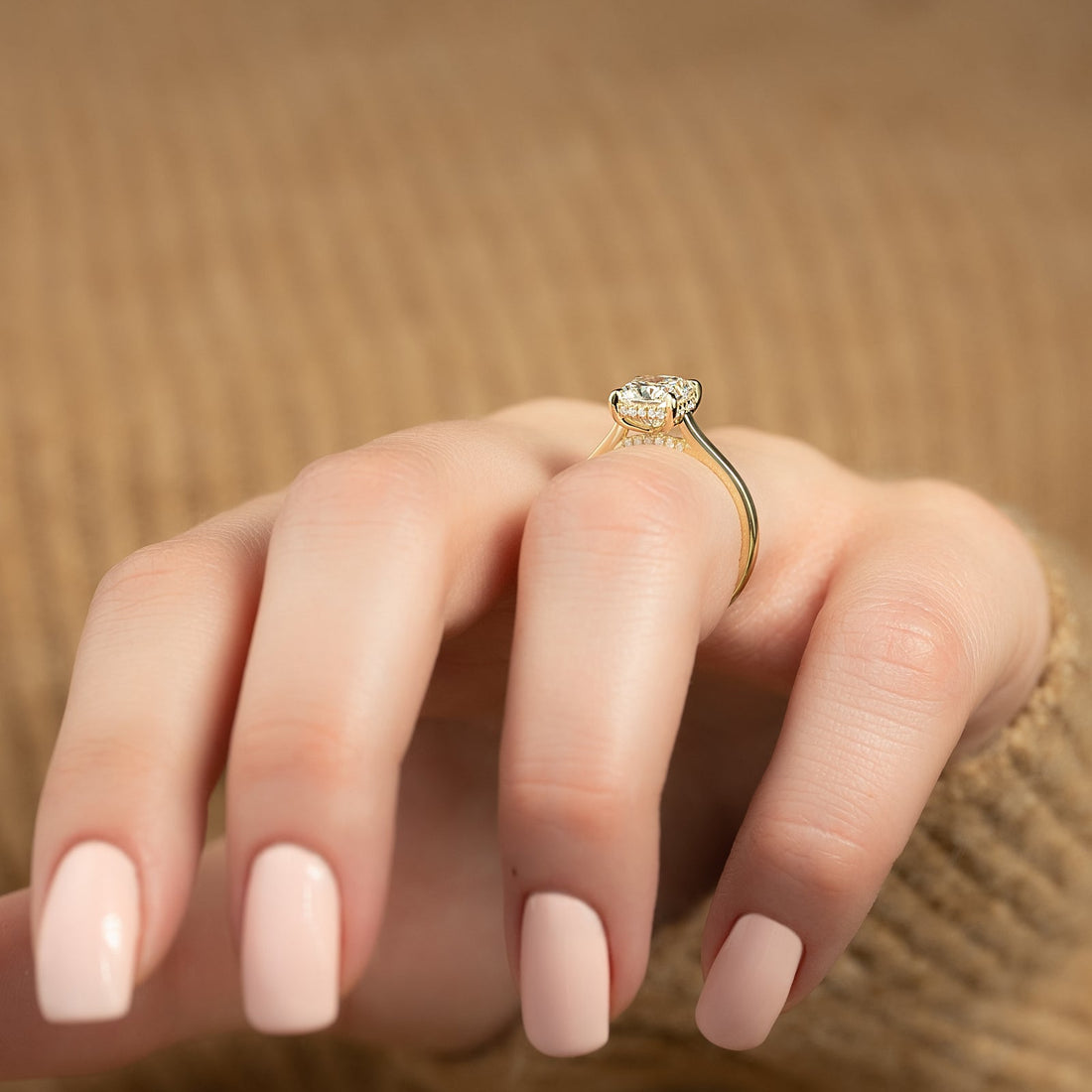 The Natalie Set With A 2 Carat Elongated Cushion Lab Diamond