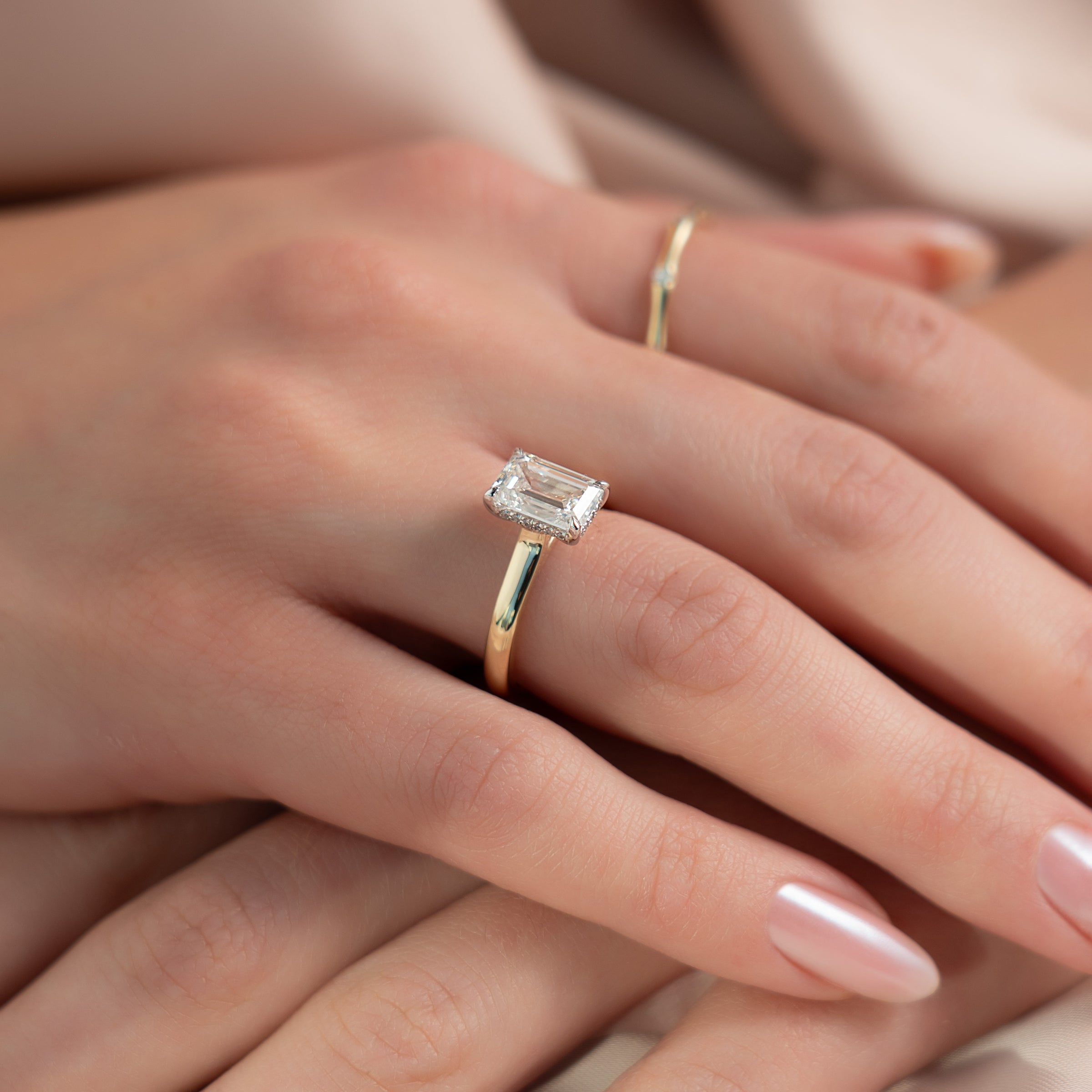 The Natalie Set With A 2 Carat Emerald Lab Diamond