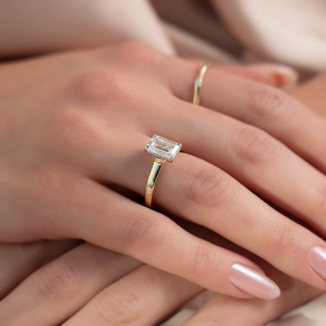 The Natalie Set With A 2 Carat Emerald Lab Diamond