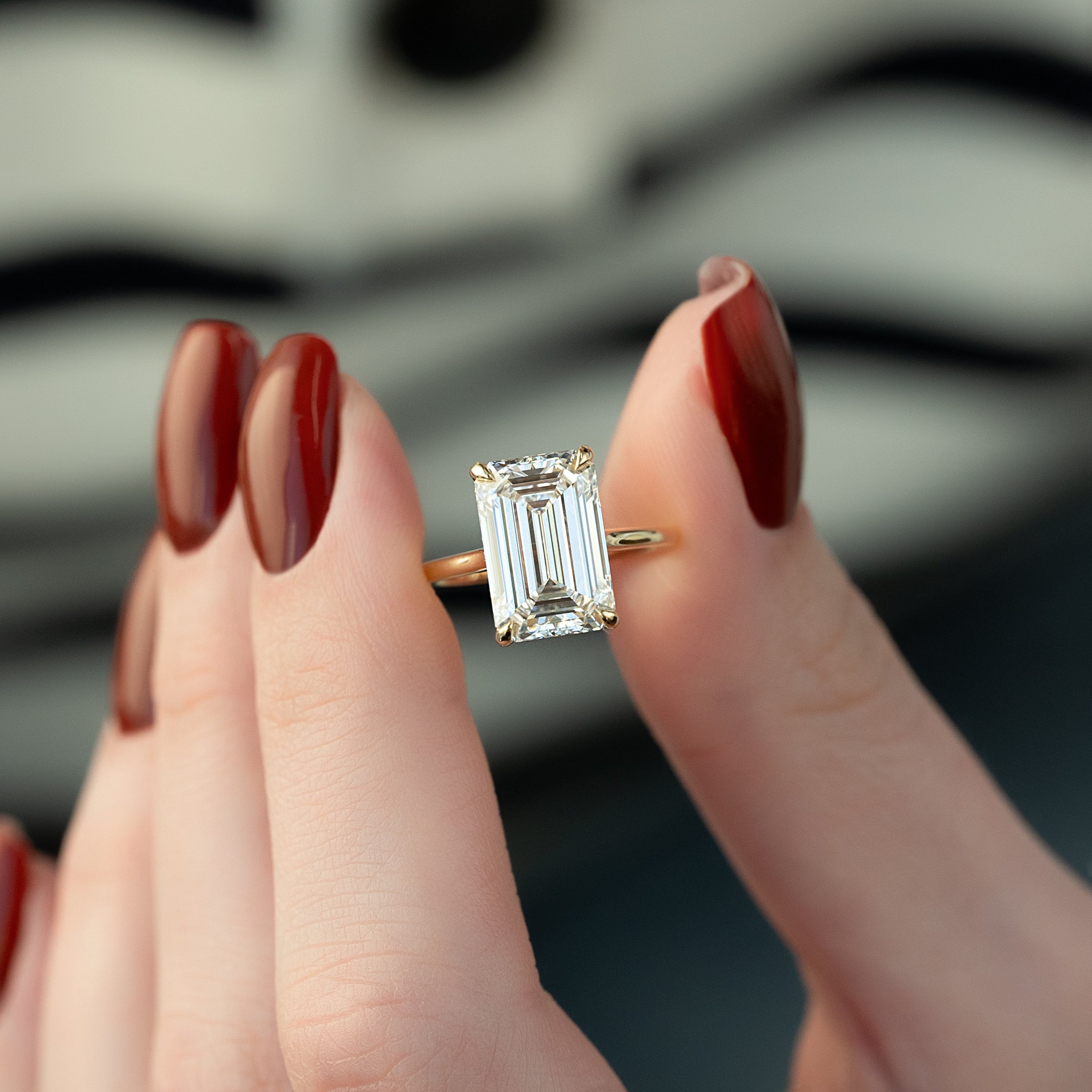 The Natalie Set With A 2 Carat Emerald Lab Diamond