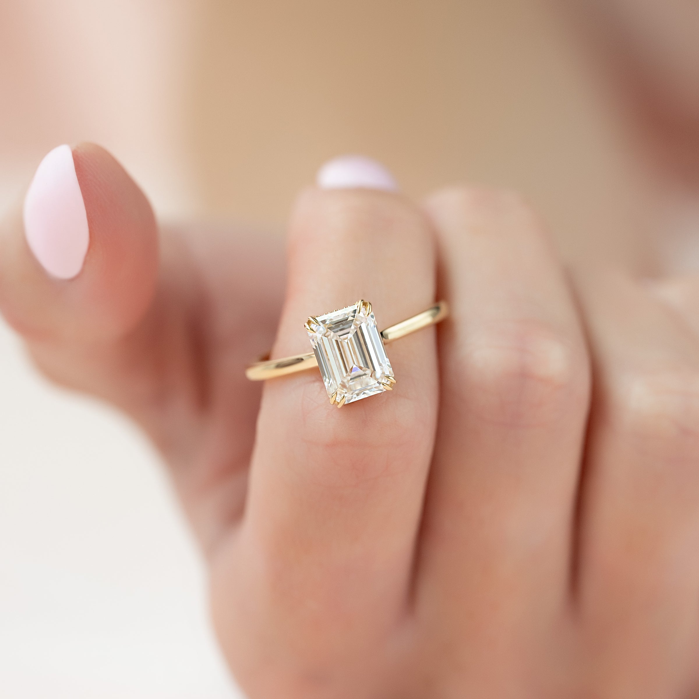 The Natalie Set With A 2 Carat Emerald Lab Diamond