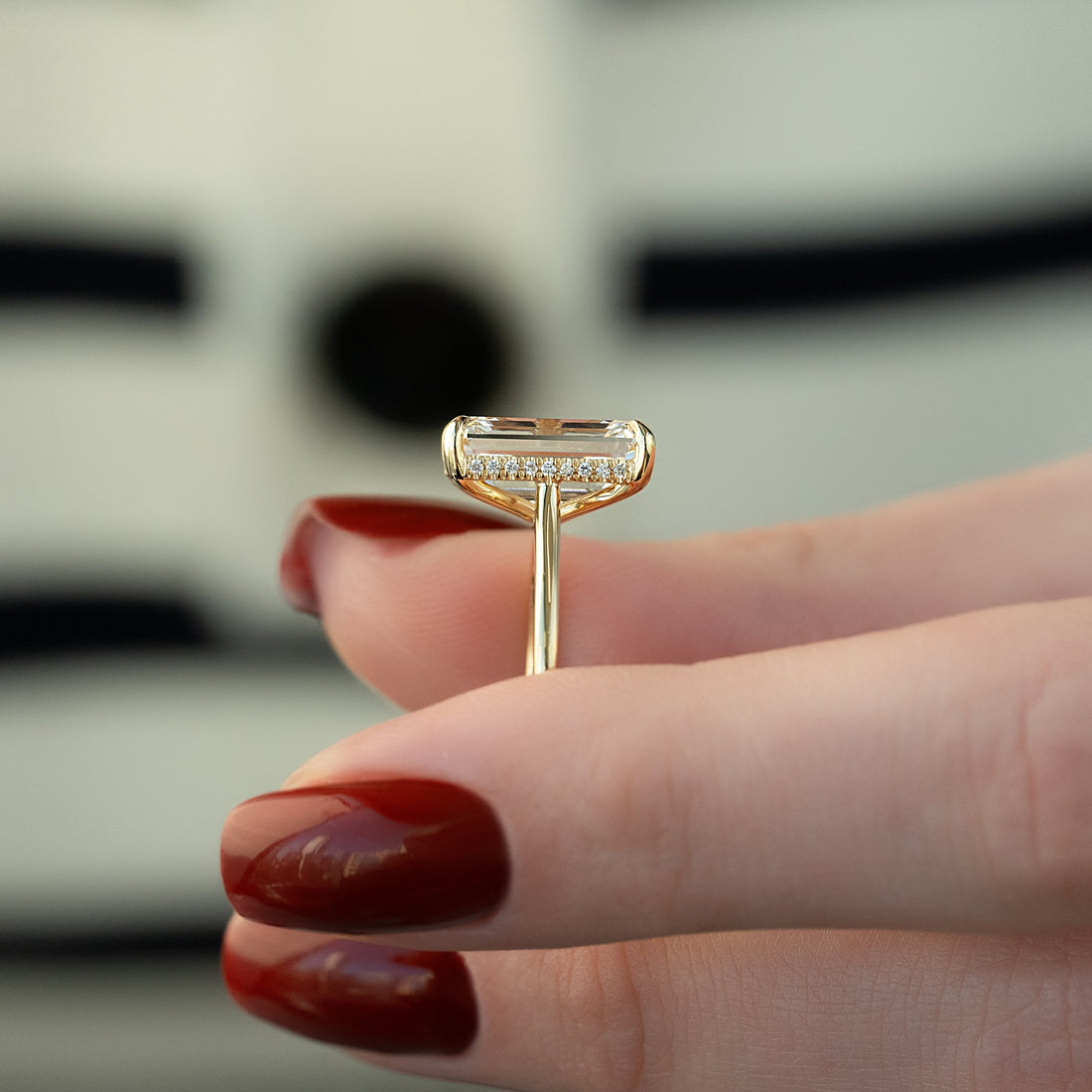 The Natalie Set With A 2 Carat Emerald Lab Diamond