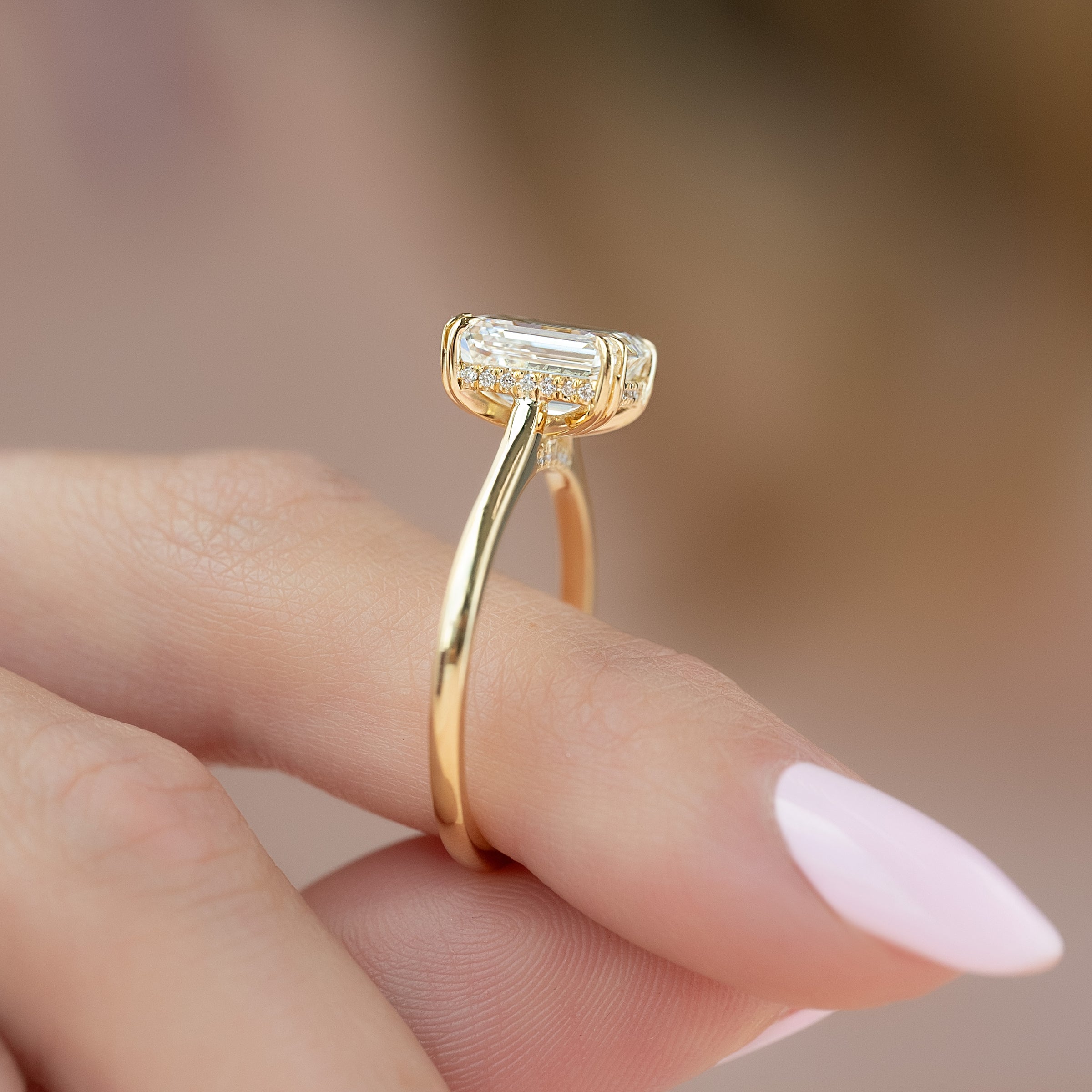 The Natalie Set With A 2 Carat Emerald Lab Diamond