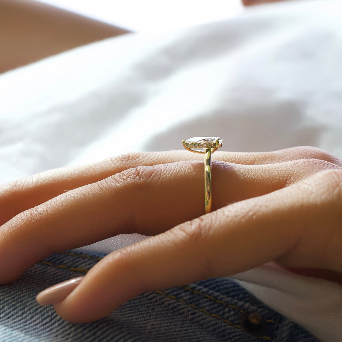 The Natalie Set With A 2 Carat Pear Lab Diamond