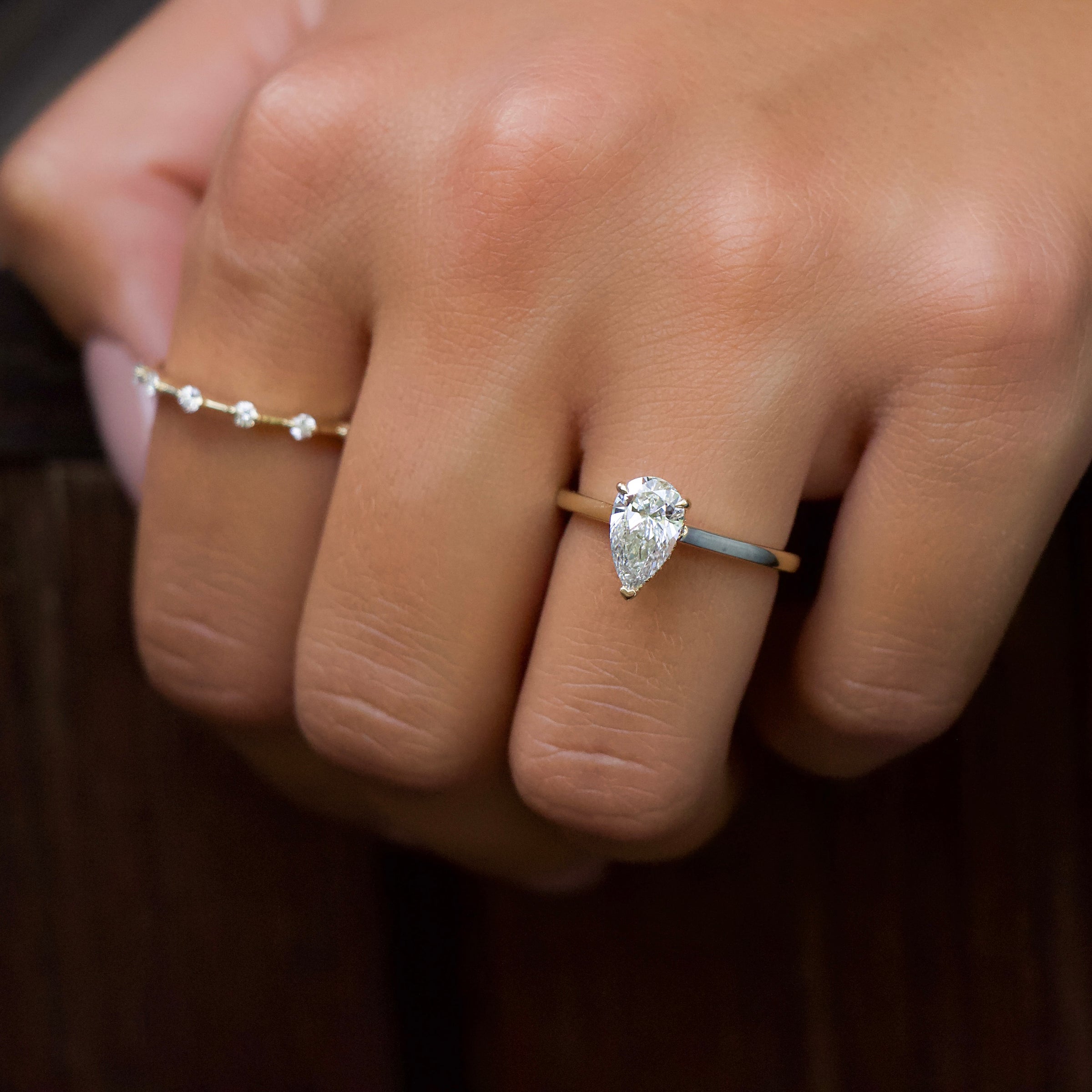 The Natalie Set With A 2 Carat Pear Lab Diamond