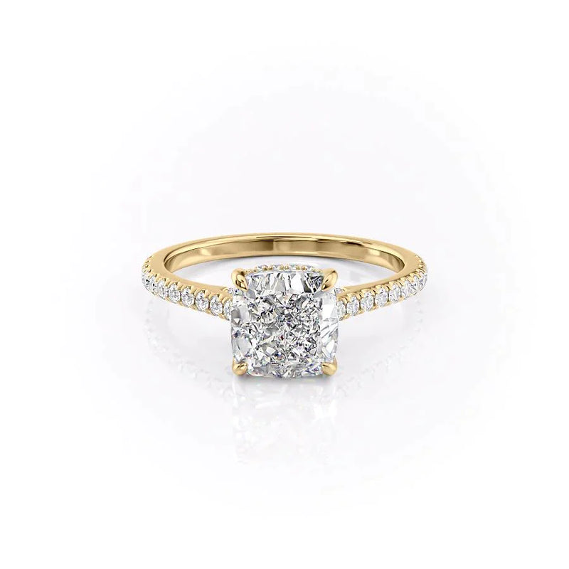 The Pave Natalie Set With A 2 Carat Cushion Lab Diamond